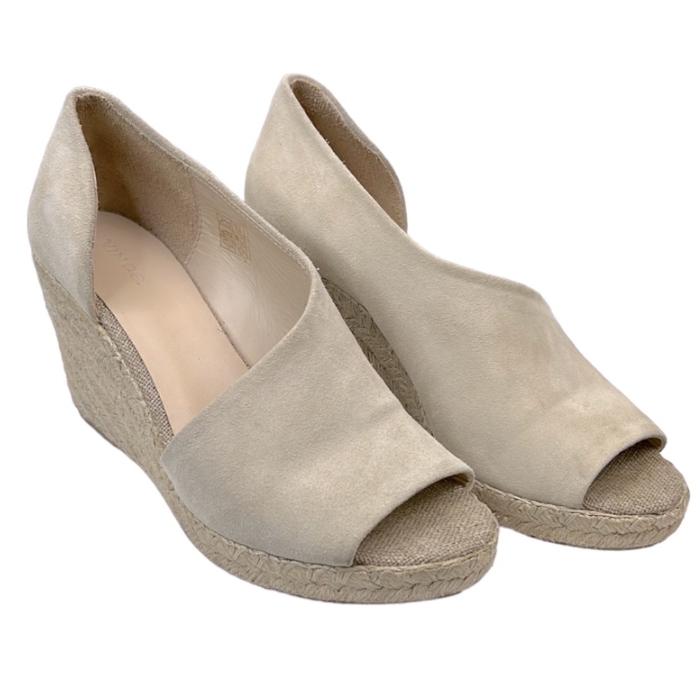 Vince Cream Sonora Peep Toe Wedge Espadrilles 8.5